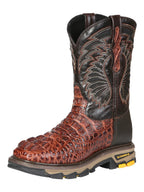El General Men's Caiman Print Square Toe Soft Toe Work Boots – Cognac - OriginalWestern.com