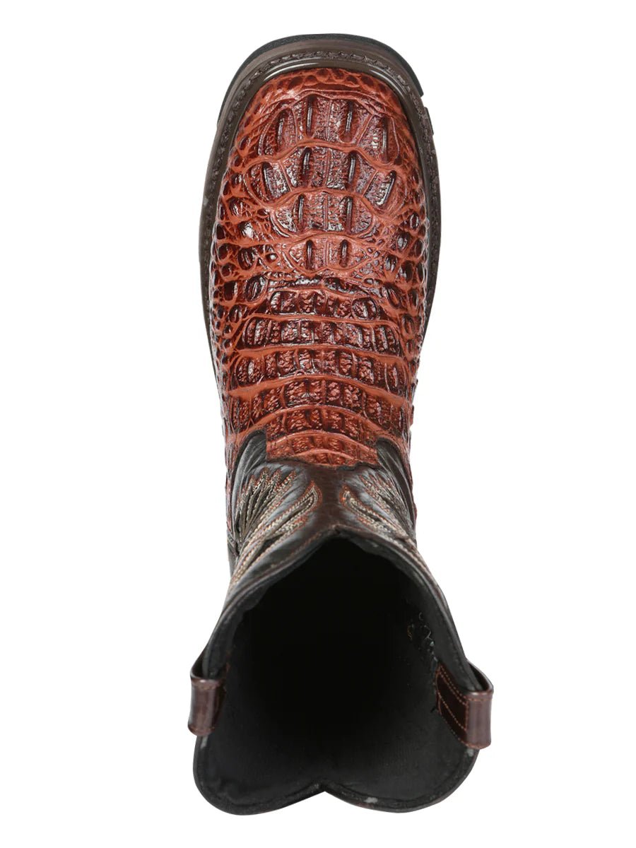 El General Men's Caiman Print Square Toe Soft Toe Work Boots – Cognac - OriginalWestern.com