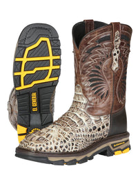 El General Men's Caiman Print Square Toe Soft Toe Work Boots – Oryx Sand - OriginalWestern.com