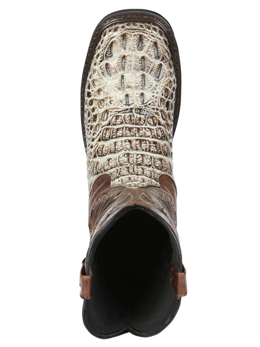 El General Men's Caiman Print Square Toe Soft Toe Work Boots – Oryx Sand - OriginalWestern.com
