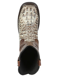 El General Men's Caiman Print Square Toe Soft Toe Work Boots – Oryx Sand - OriginalWestern.com