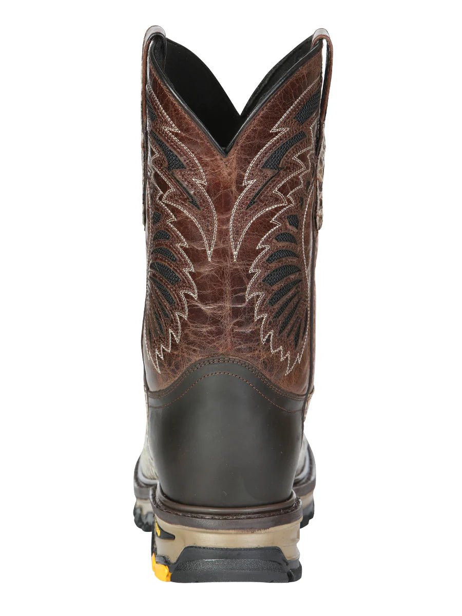 El General Men's Caiman Print Square Toe Soft Toe Work Boots – Oryx Sand - OriginalWestern.com