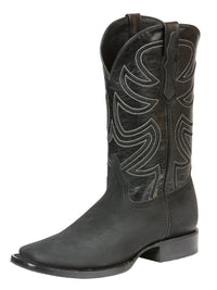 El General Men's Cowboy Boot Nubuck Leather–Black 45567 - OriginalWestern.com