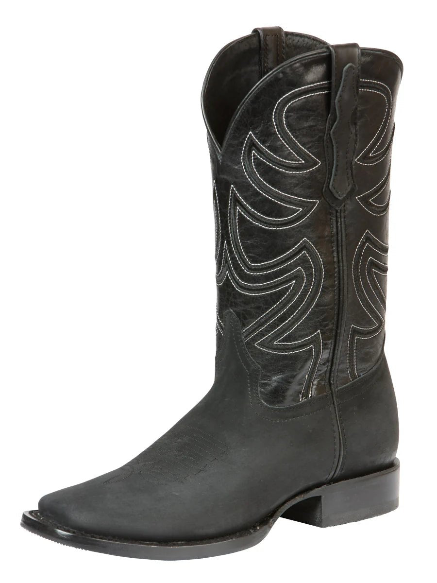 El General Men's Cowboy Boot Nubuck Leather–Black 45567 - OriginalWestern.com