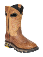 El General Men's Elephant Print Square Toe Soft Toe Work Boots – Honey - OriginalWestern.com