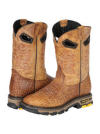 El General Men's Elephant Print Square Toe Soft Toe Work Boots – Honey - OriginalWestern.com
