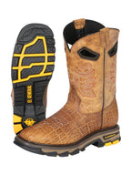 El General Men's Elephant Print Square Toe Soft Toe Work Boots – Honey - OriginalWestern.com