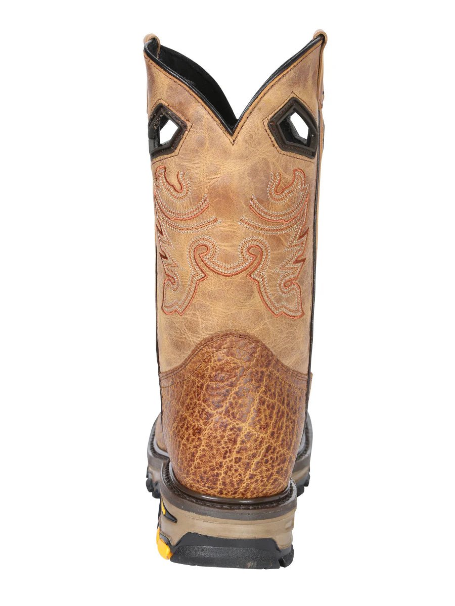 El General Men's Elephant Print Square Toe Soft Toe Work Boots – Honey - OriginalWestern.com