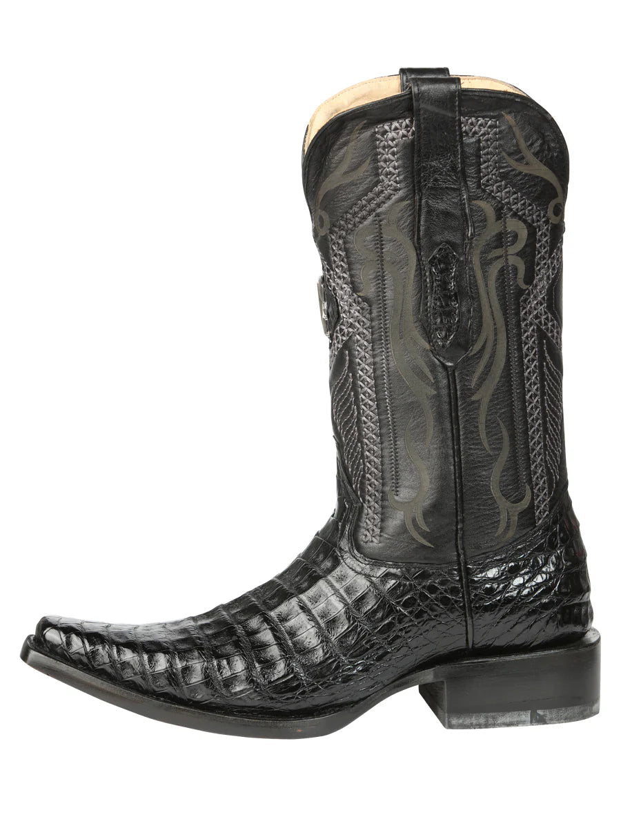 El General Men's Exotic Caiman Belly Cowboy Boots–Black 45078 - OriginalWestern.com
