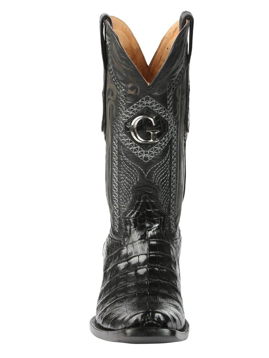El General Men's Exotic Caiman Belly Cowboy Boots–Black 45518 - OriginalWestern.com