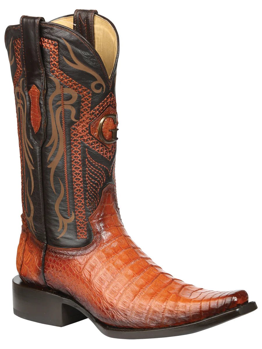 El General Men's Exotic Caiman Belly Cowboy Boots–Cognac 45080 - OriginalWestern.com