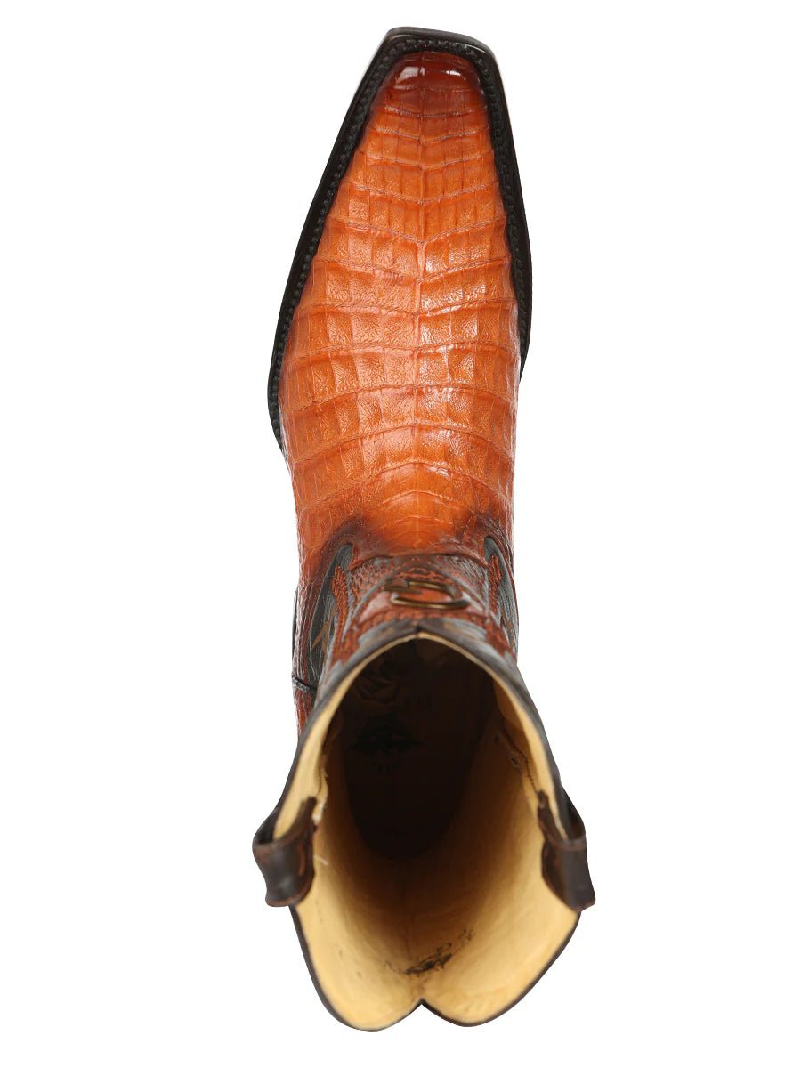 El General Men's Exotic Caiman Belly Cowboy Boots–Cognac 45080 - OriginalWestern.com