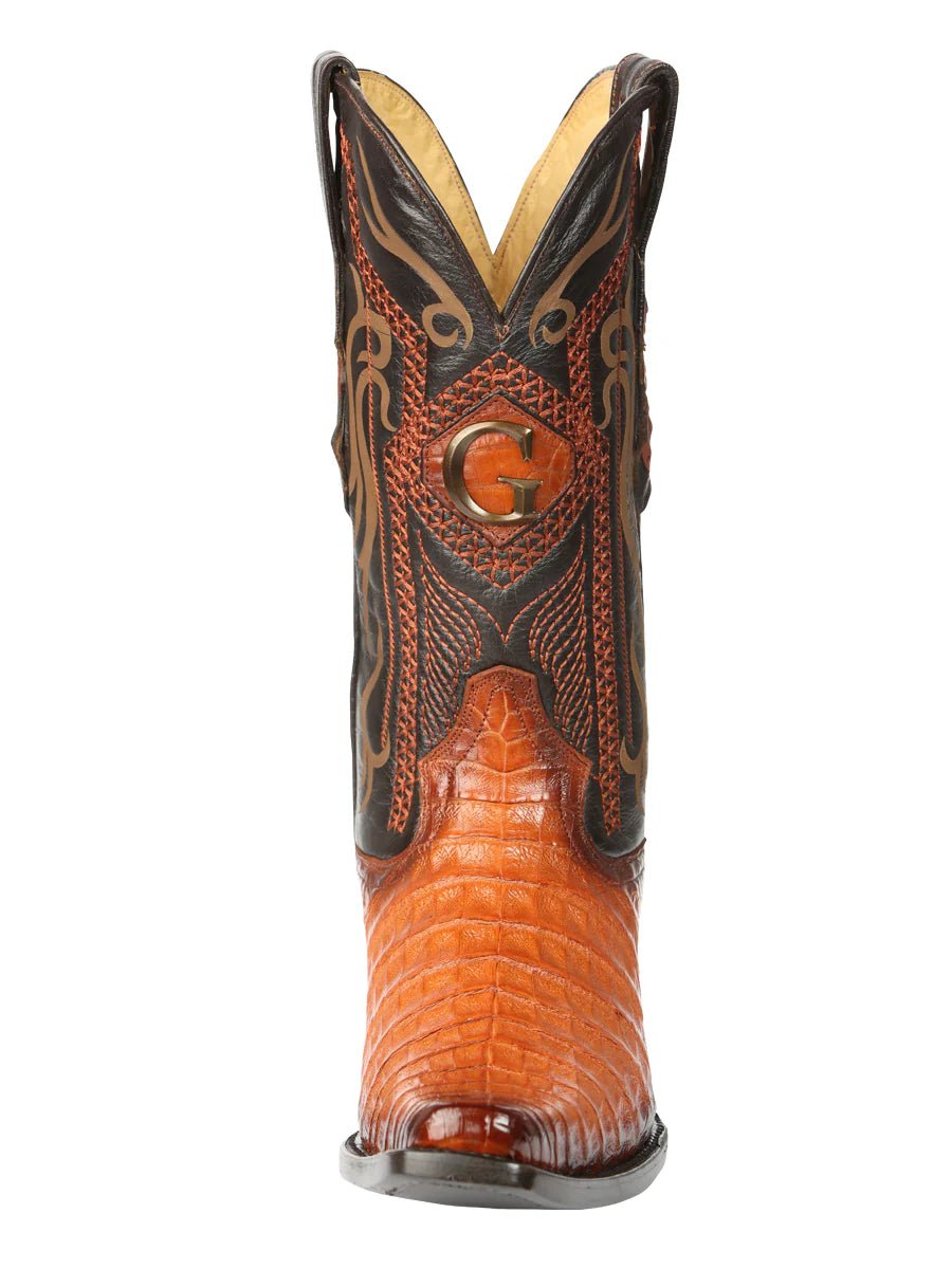 El General Men's Exotic Caiman Belly Cowboy Boots–Cognac 45080 - OriginalWestern.com