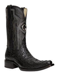 El General Men's Exotic Hornback Caiman Nuca Cowboy Boots–Black 45081 - OriginalWestern.com