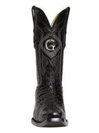 El General Men's Exotic Hornback Caiman Nuca Cowboy Boots–Black 45081 - OriginalWestern.com