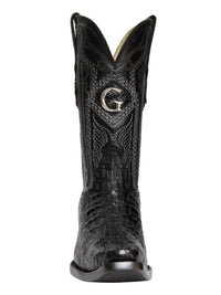 El General Men's Exotic Hornback Caiman Nuca Cowboy Boots–Black 45081 - OriginalWestern.com