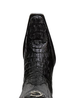 El General Men's Exotic Hornback Caiman Nuca Cowboy Boots–Black 45081 - OriginalWestern.com
