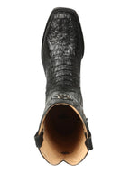 El General Men's Exotic Hornback Caiman Nuca Cowboy Boots–Black 45521 - OriginalWestern.com