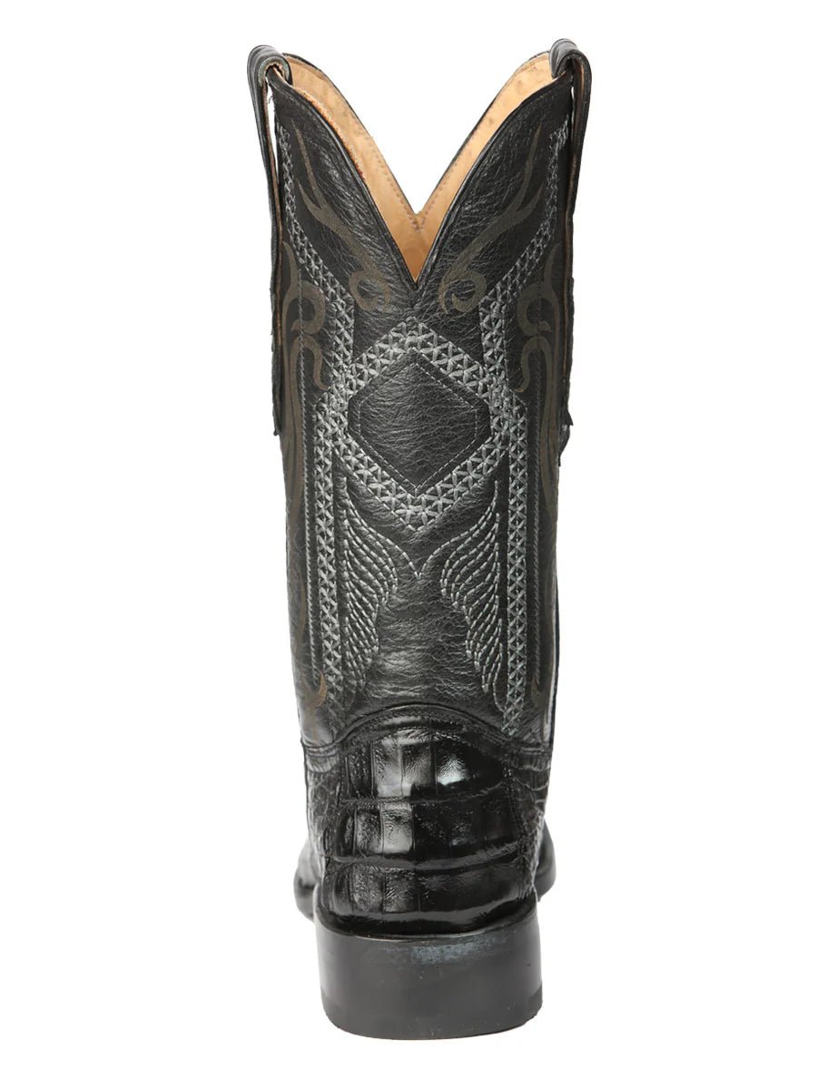 El General Men's Exotic Hornback Caiman Nuca Cowboy Boots–Black 45521 - OriginalWestern.com