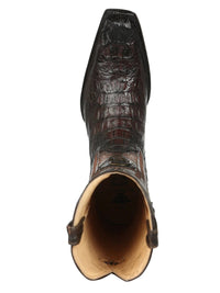 El General Men's Exotic Hornback Caiman Nuca Cowboy Boots–Brown 45082 - OriginalWestern.com