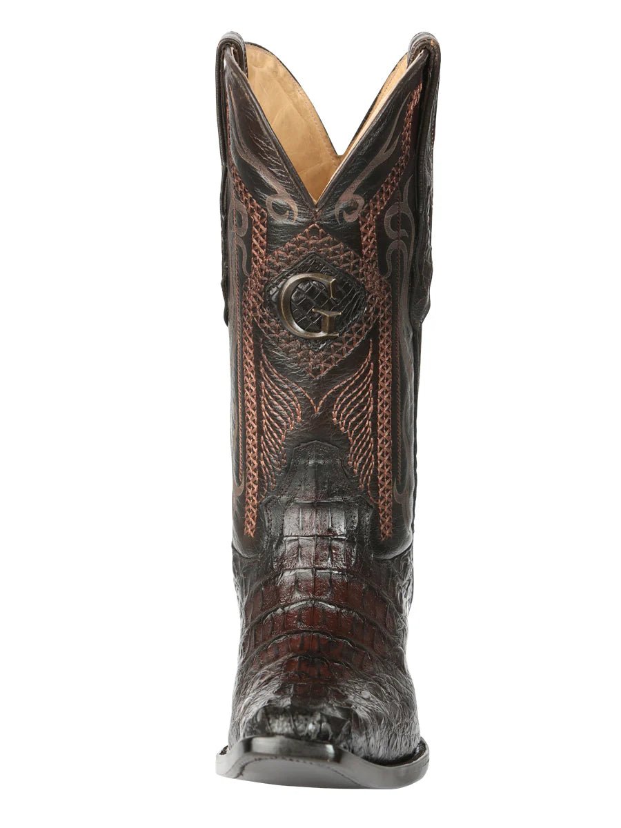 El General Men's Exotic Hornback Caiman Nuca Cowboy Boots–Brown 45082 - OriginalWestern.com