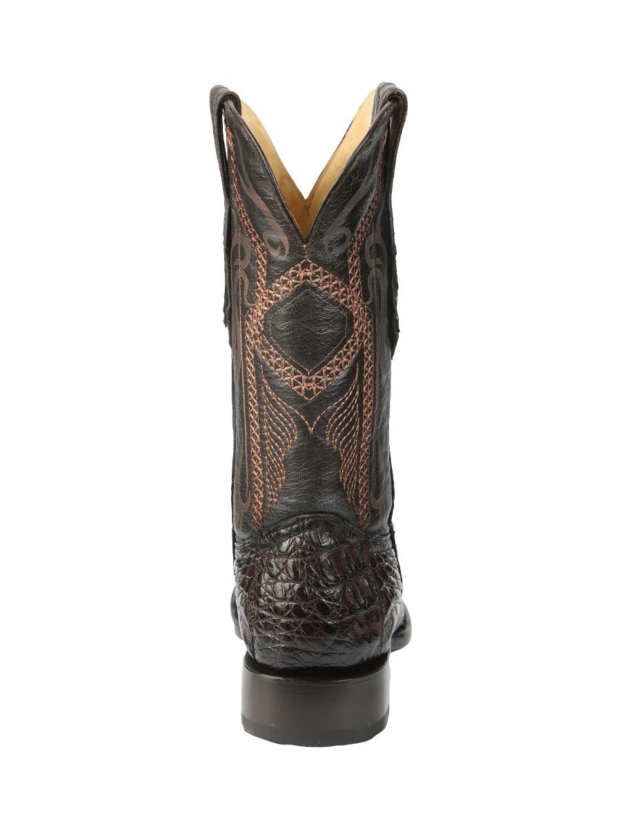 El General Men's Exotic Hornback Caiman Nuca Cowboy Boots–Brown 45522 - OriginalWestern.com