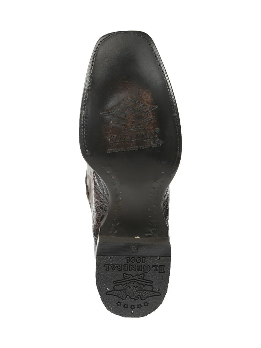 El General Men's Exotic Hornback Caiman Nuca Cowboy Boots–Brown 45522 - OriginalWestern.com