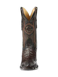 El General Men's Exotic Hornback Caiman Nuca Cowboy Boots–Brown 45522 - OriginalWestern.com