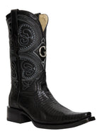 El General Men's Exotic Lizard Cowboy Boots–Black 45072 - OriginalWestern.com