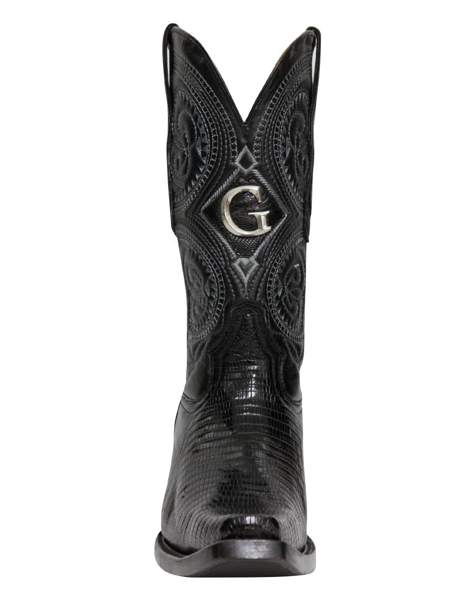 El General Men's Exotic Lizard Cowboy Boots–Black 45072 - OriginalWestern.com