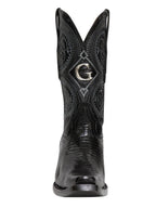 El General Men's Exotic Lizard Cowboy Boots–Black 45072 - OriginalWestern.com