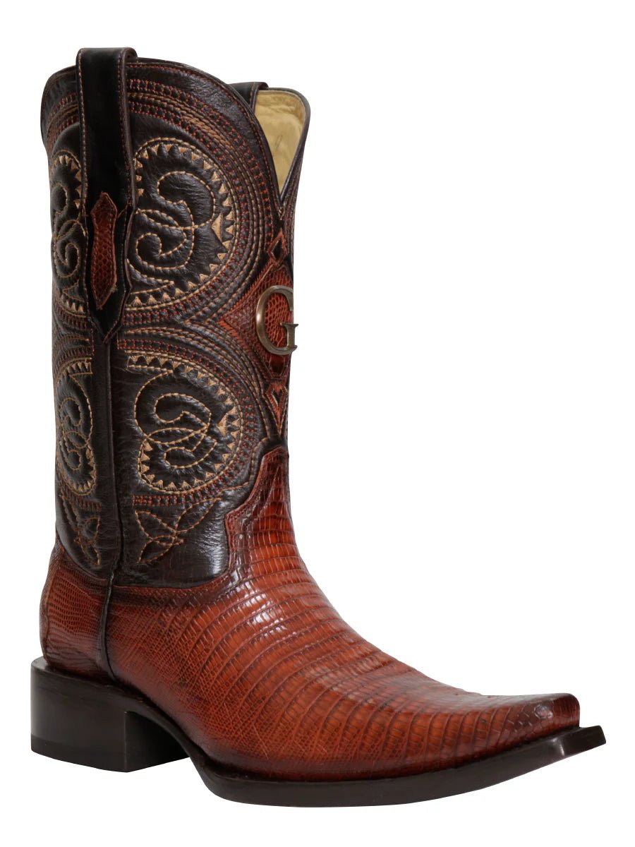 El General Men's Exotic Lizard Cowboy Boots–Cognac 45074 - OriginalWestern.com