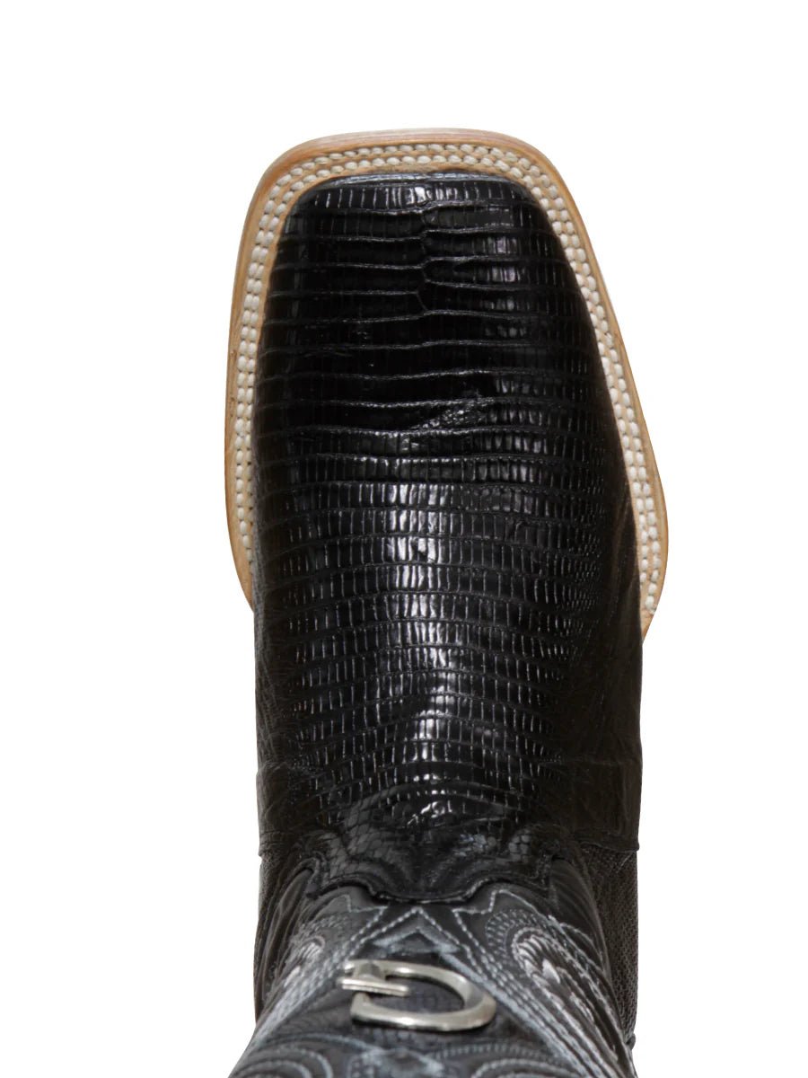 El General Men's Exotic Lizard Rodeo Cowboy Boots–Black 45069 - OriginalWestern.com