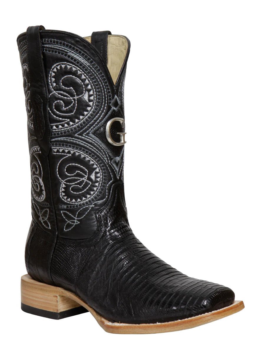 El General Men's Exotic Lizard Rodeo Cowboy Boots–Black 45069 - OriginalWestern.com