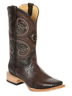 El General Men's Exotic Lizard Rodeo Cowboy Boots–Brown 45070 - OriginalWestern.com