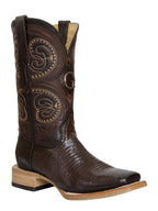 El General Men's Exotic Lizard Rodeo Cowboy Boots–Brown 45070 - OriginalWestern.com