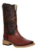 El General Men's Exotic Lizard Rodeo Cowboy Boots–Cognac 45071 - OriginalWestern.com