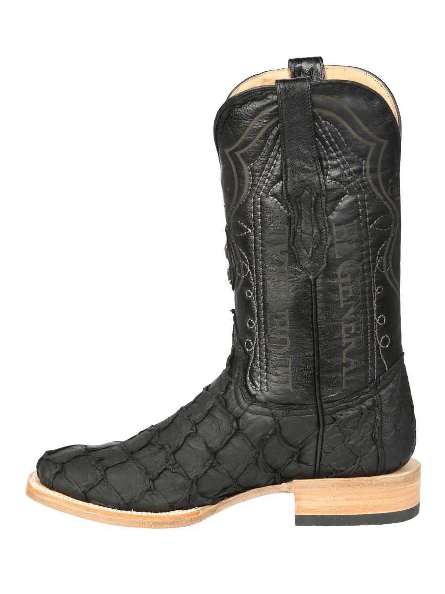 El General Men's Exotic Monster Fish Rodeo Cowboy Boots–Black 45083 - OriginalWestern.com