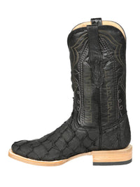 El General Men's Exotic Monster Fish Rodeo Cowboy Boots–Black 45083 - OriginalWestern.com