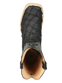 El General Men's Exotic Monster Fish Rodeo Cowboy Boots–Black 45083 - OriginalWestern.com