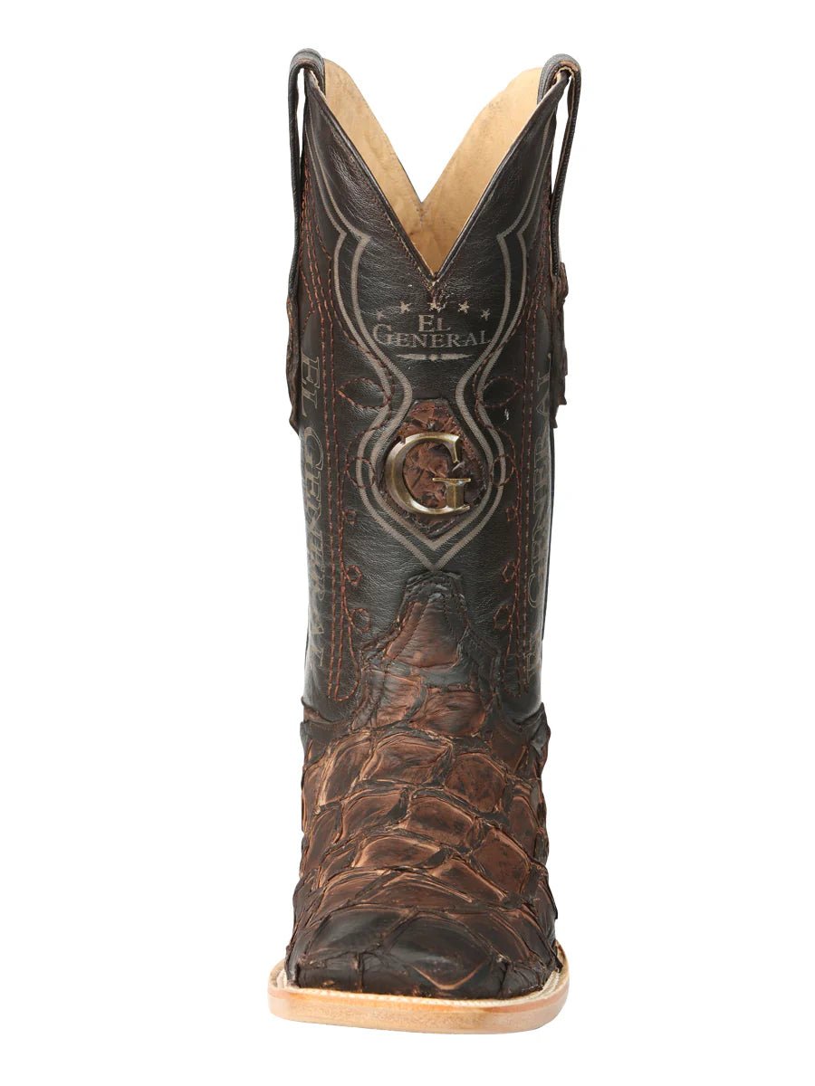 El General Men's Exotic Monster Fish Rodeo Cowboy Boots–Brown 45084 - OriginalWestern.com