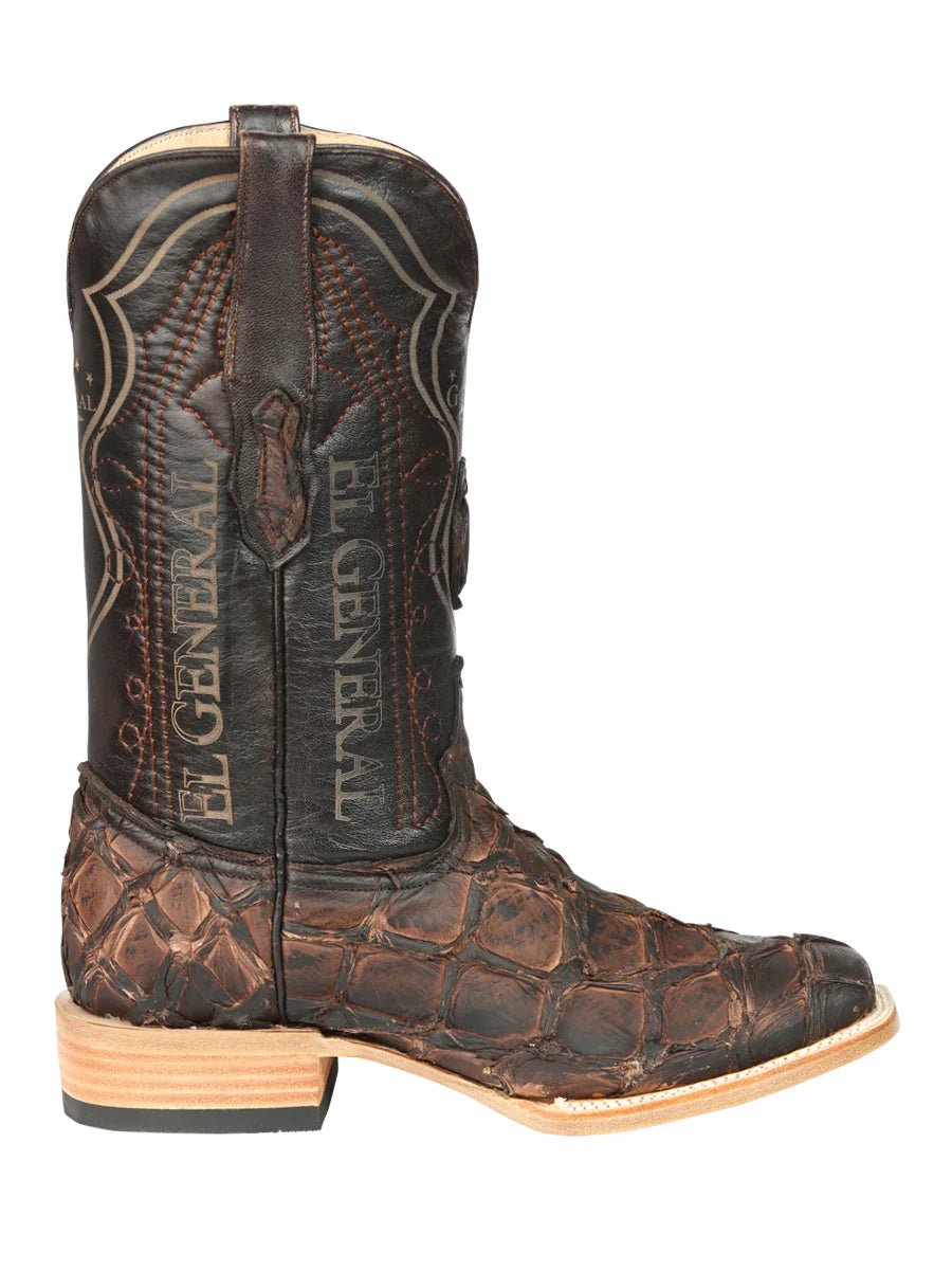 El General Men's Exotic Monster Fish Rodeo Cowboy Boots–Brown 45084 - OriginalWestern.com