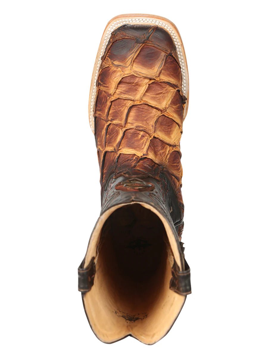 El General Men's Exotic Monster Fish Rodeo Cowboy Boots–Cognac 45085 - OriginalWestern.com