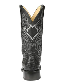 El General Men's Exotic Ostrich Leather Cowboy Boots–Black 45075 - OriginalWestern.com