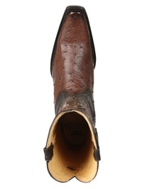 El General Men's Exotic Ostrich Leather Cowboy Boots–Brown 45076 - OriginalWestern.com