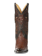 El General Men's Exotic Ostrich Leather Cowboy Boots–Brown 45076 - OriginalWestern.com