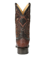El General Men's Exotic Ostrich Leather Cowboy Boots–Brown 45076 - OriginalWestern.com