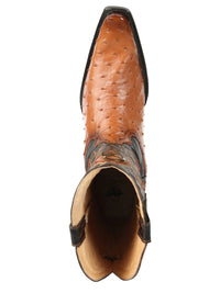 El General Men's Exotic Ostrich Leather Cowboy Boots–Cognac 45077 - OriginalWestern.com
