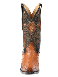 El General Men's Exotic Ostrich Leather Cowboy Boots–Cognac 45077 - OriginalWestern.com