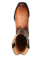 El General Men's Exotic Ostrich Leather Cowboy Boots–Cognac 45517 - OriginalWestern.com